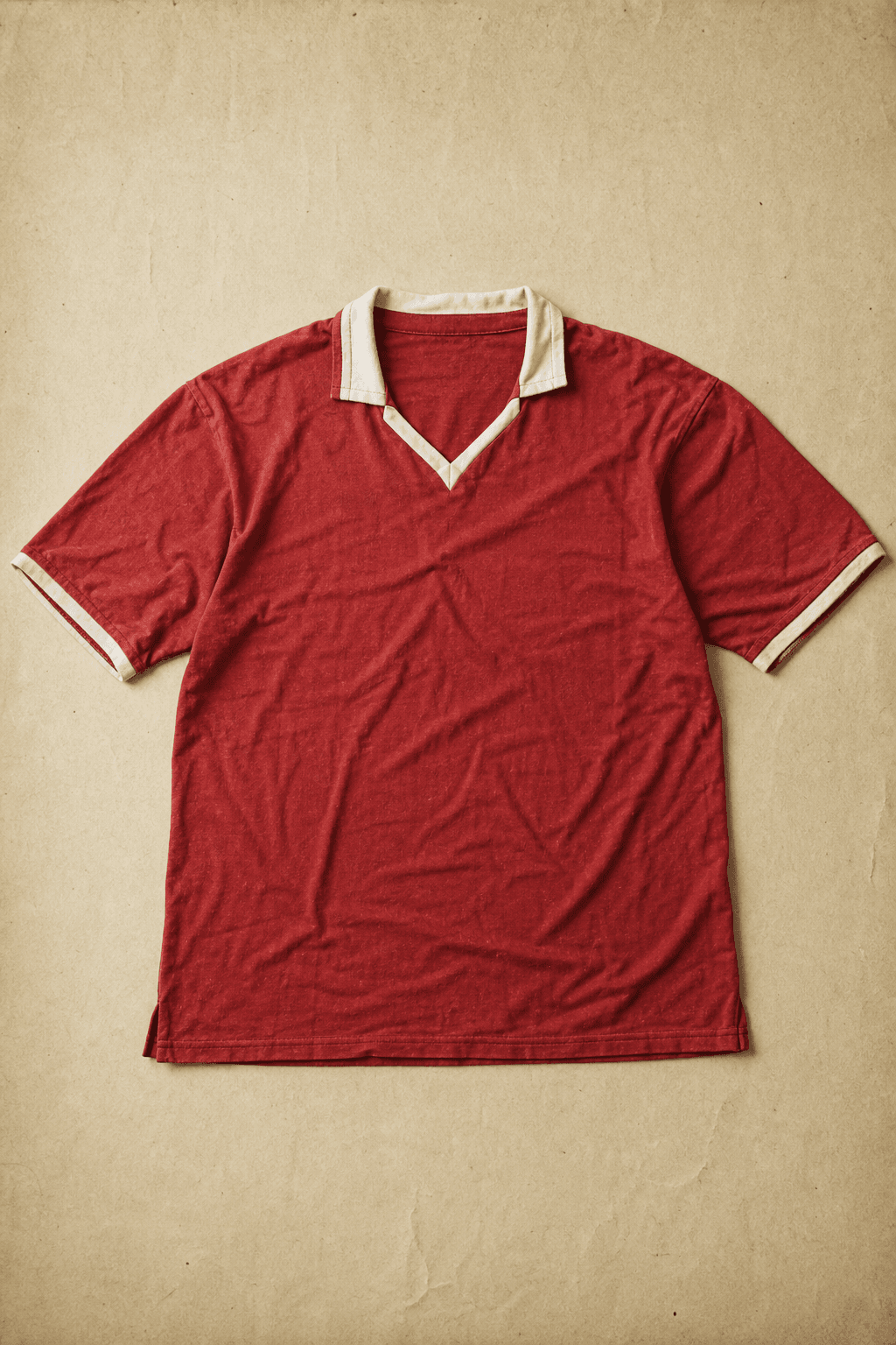 An early-2000s style football jersey laid out flat on cream paper